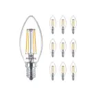 Multipack 10x Philips MASTER Value LED Bougie E14 Filament Claire 3.4W 470lm - 927 | Meilleur rendu des couleurs - Dimmable – Équivalent 40W