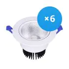 Multipack 6x Bright Choice Downlight LED Rond Inclinable 15W 1200lm 60D - 930 Blanc Chaud | 135mm - Diamètre 110mm - UGR 