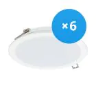 Multipack 6x Philips Downlight LED DN065B Métal Blanc 19W 2000lm 110D - 830 Blanc Chaud | 225mm - Diamètre 200mm - IP20