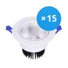 Multipack 15x Bright Choice Downlight LED Rond Inclinable 15W 1200lm 60D - 930 Blanc Chaud | 135mm - Diamètre 110mm - UGR 