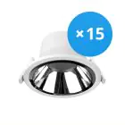 Multipack 15x Noxion Downlight LED Apollo 20W 2300lm 60D - 830 Blanc Chaud | 220mm - Diamètre 200mm - Alu Réflecteur - UGR 