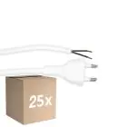 Multipack 25x Noxion Euro Câble d’alimentation - C7 Europlug + Extrémités ouvertes - Blanc 2m - 2 pole 0,75mm2