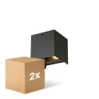 Multipack 2x D'Lite Applique Murale Elingen Aluminium Noir Up & Down 4.9W 480lm - 830 Blanc Chaud | IP65 - Détecteur De Lumière
